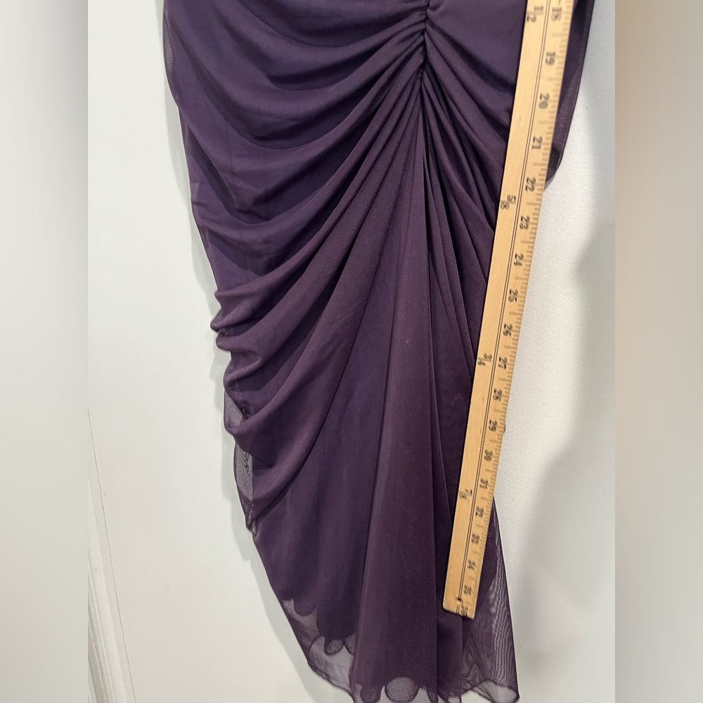 Tadashi Shoji Purple Ruched‎ Tulle Sheath Dress Sz. LP - Picture 8 of 10